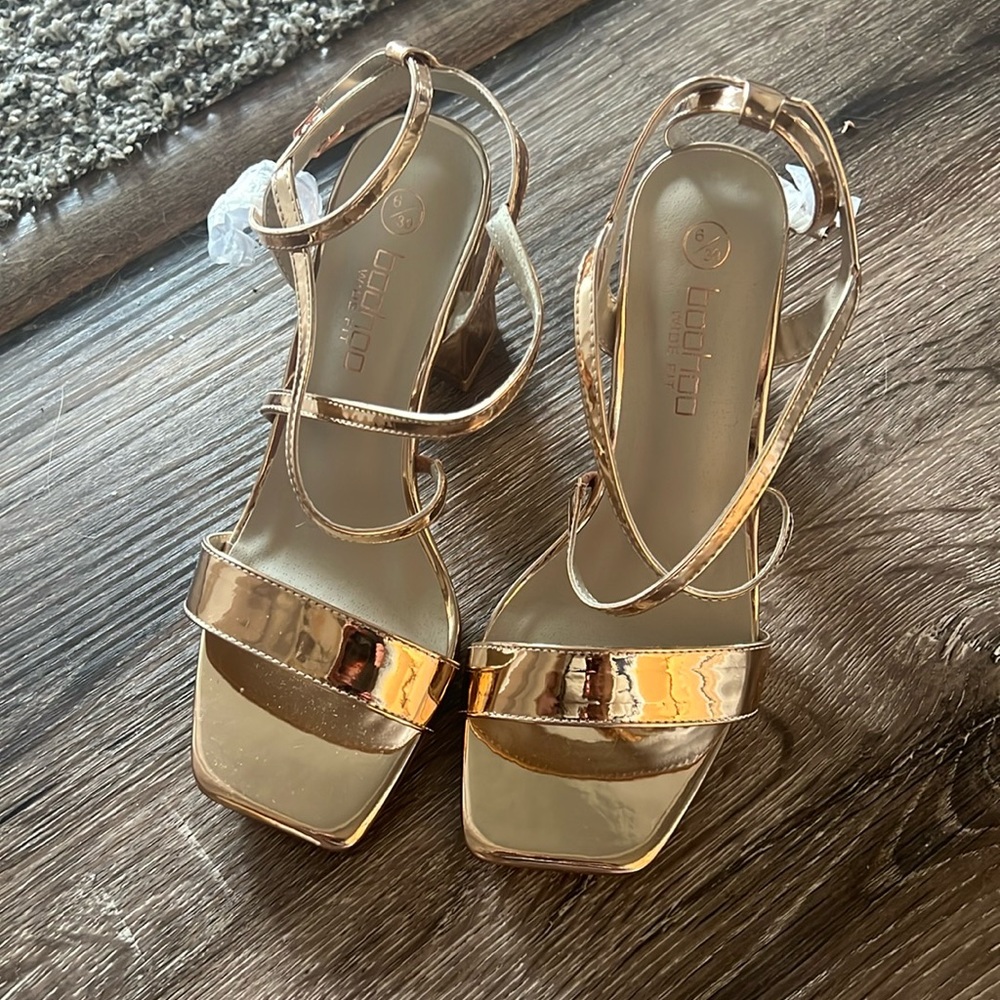 rose gold chunky heels